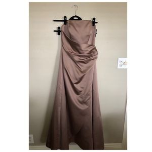 David’s Bridal champagne bridesmaid dress